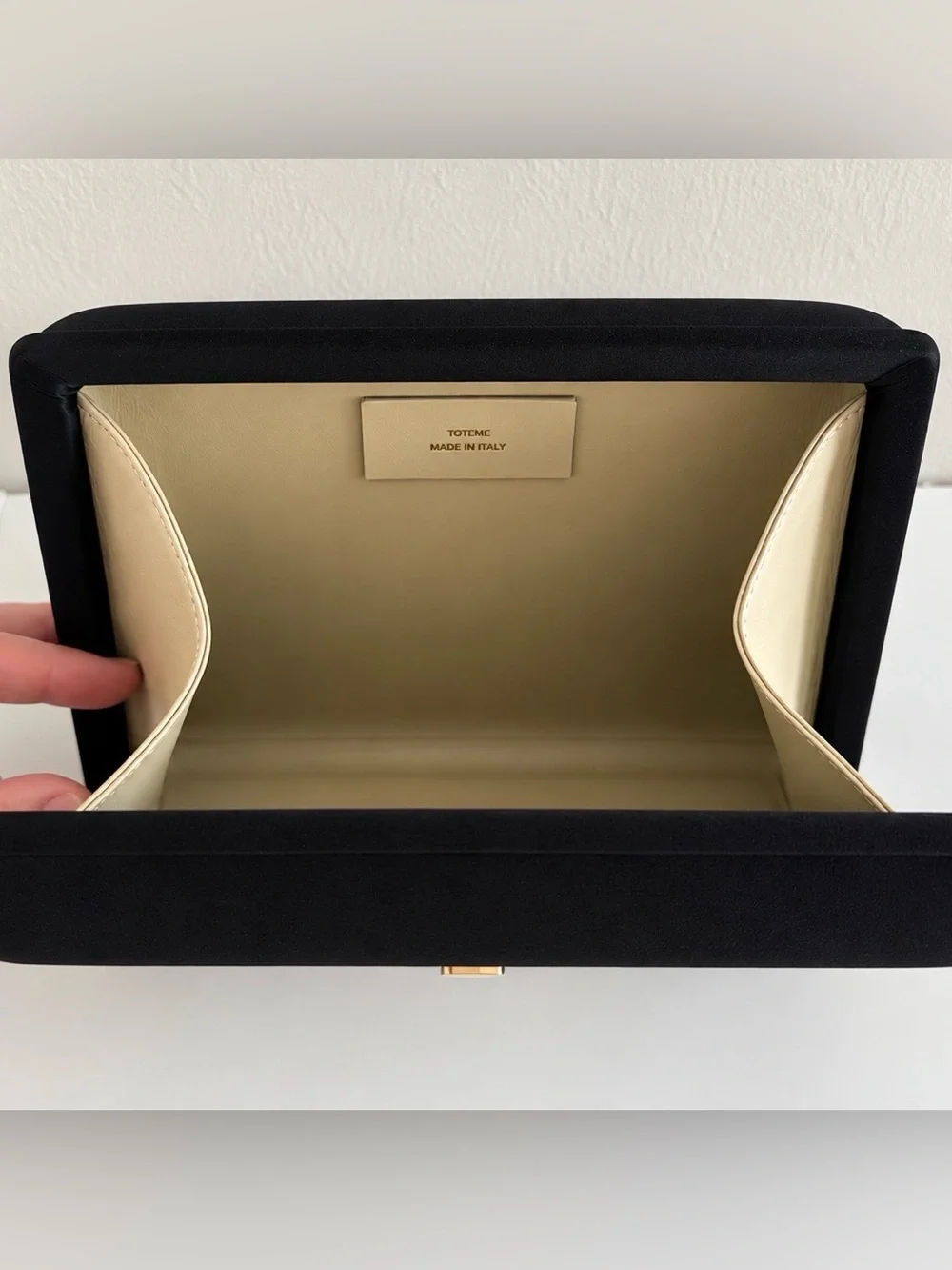 NWT TOTEME Satin Box Clutch in Black
